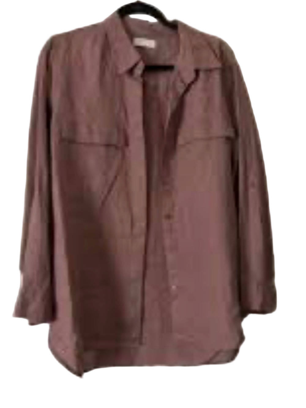 Aritzia Babaton linen Adjustable Sleeve Button Up Collared Shirt, Sz S brown